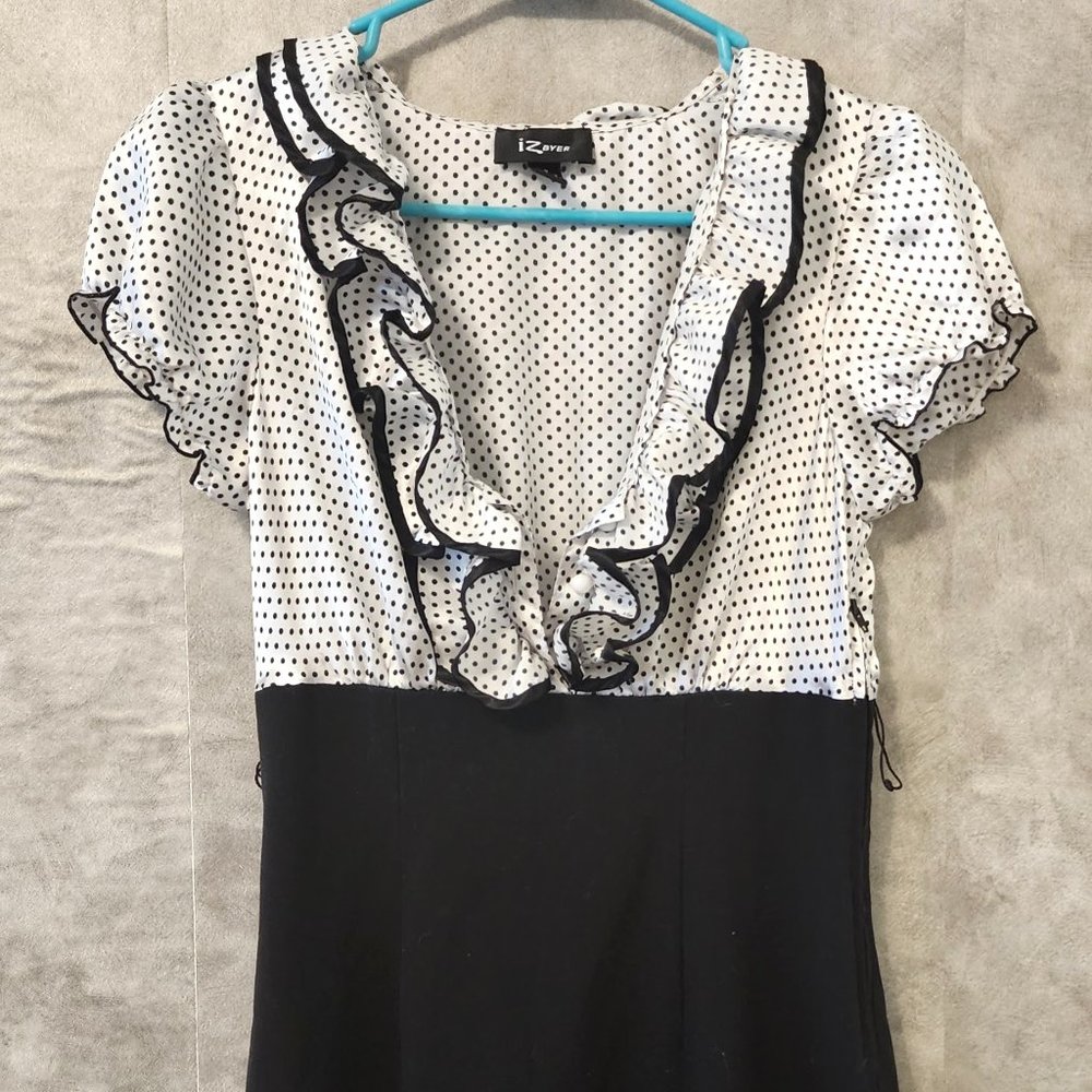 Iz Byer Vintage 2000's Polka-dot Ruffled Dress Women's 3